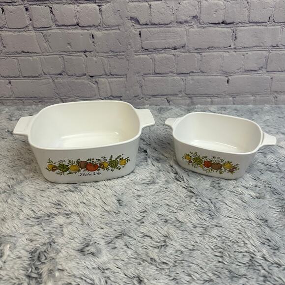 Corning Ware Set of Two L'Echalote Spice of Life Baking Vintage NO LIDS - Picture 2 of 14